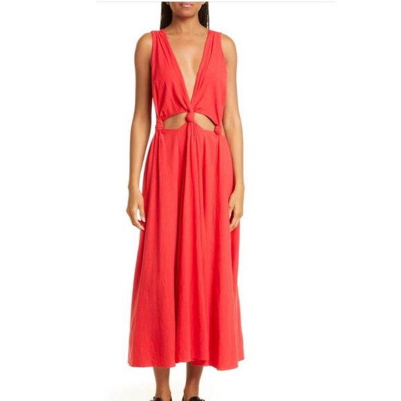 NWT FARM RIO CUTOUT DRESS RED SIZE LARGE - Picture 9 of 11